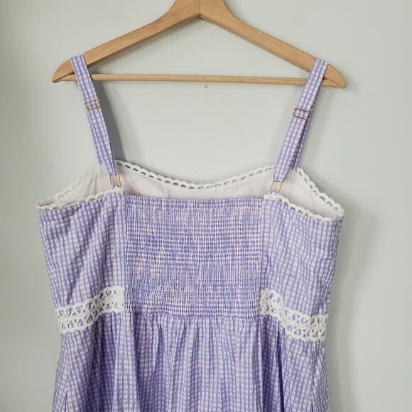 Lilly Pulitzer Olivet Stretch Midi Dress Light Lilac Gingham Style Size 16 NEW - Picture 5 of 14